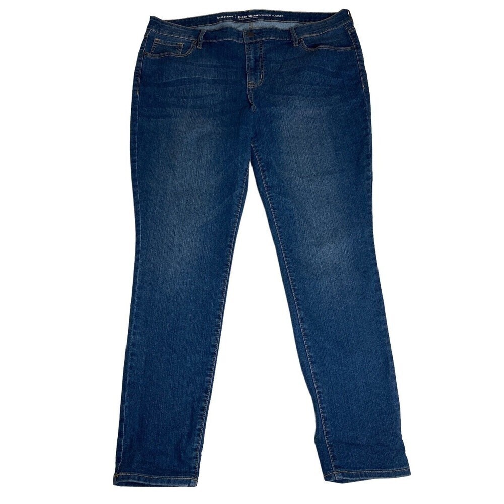 OLD Navy Jeans Womens 16 Blue Mid Rise Super Skinny‎ Medium Wash Denim Stretch